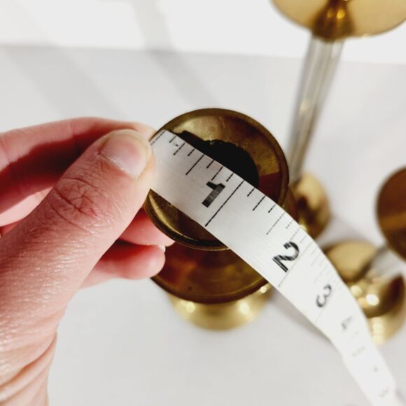 Enesco Graduated Candlestick Taper Candle Holders Metal Brass Stainless Vtg - Picture 8 of 11